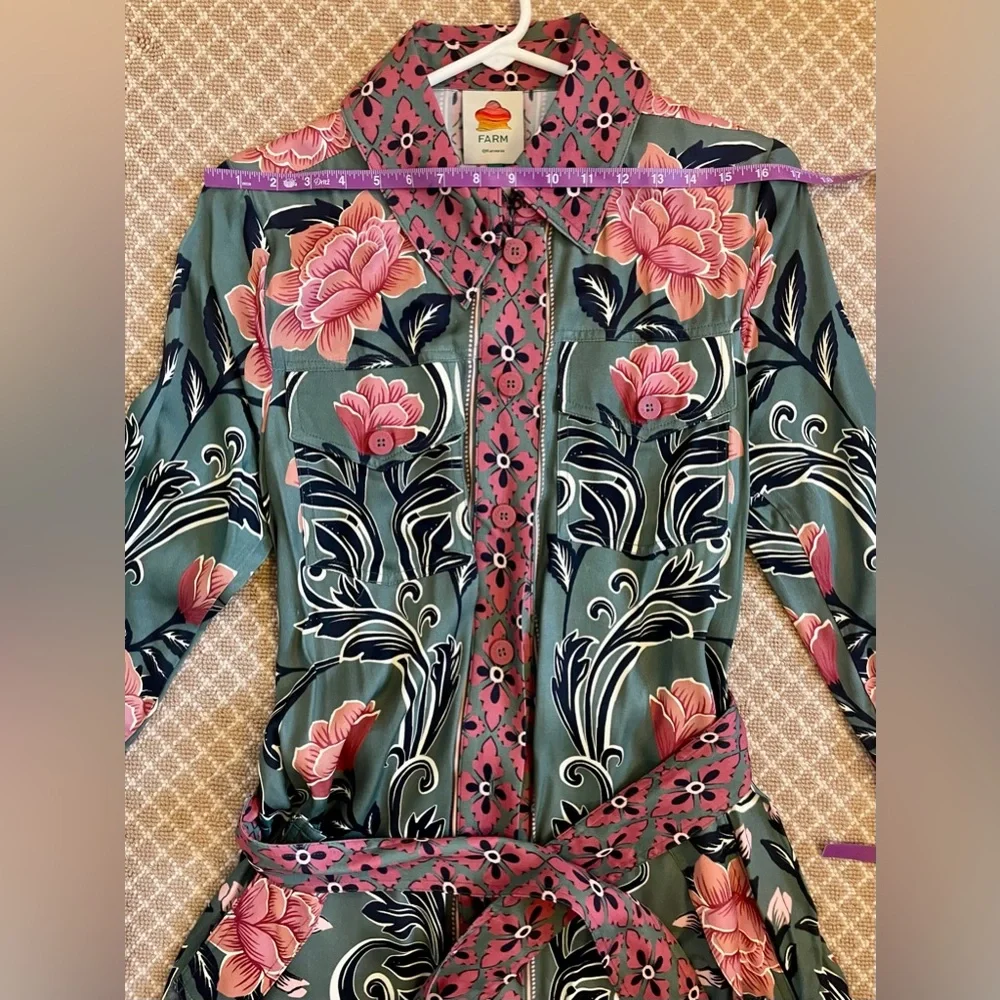 Farm Rio Arabesque Floral Green Midi Dress XS NWOT - Picture 6 of 10